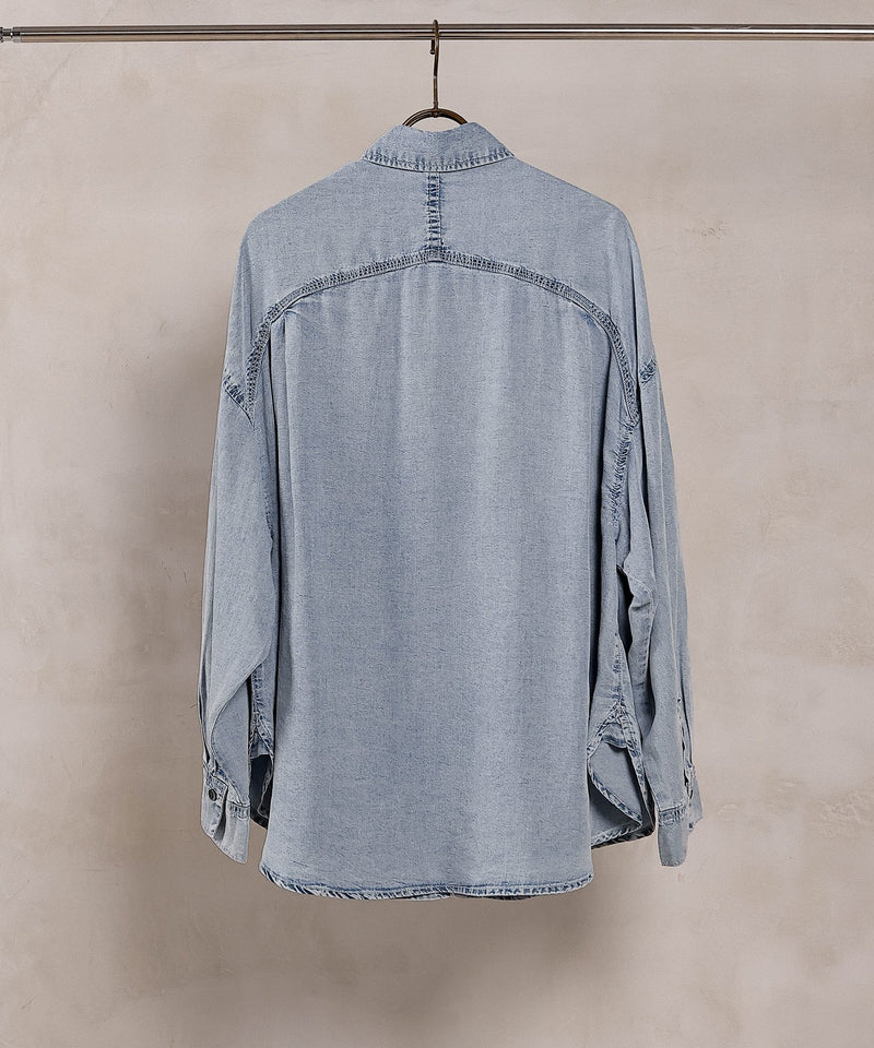 【1枚あると着こなしが広がる】テンセルデニムオーバーシャツ