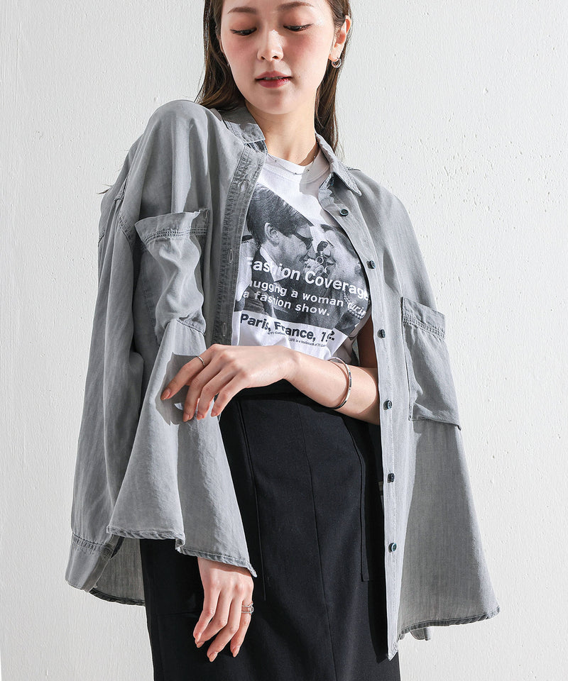 【1枚あると着こなしが広がる】テンセルデニムオーバーシャツ