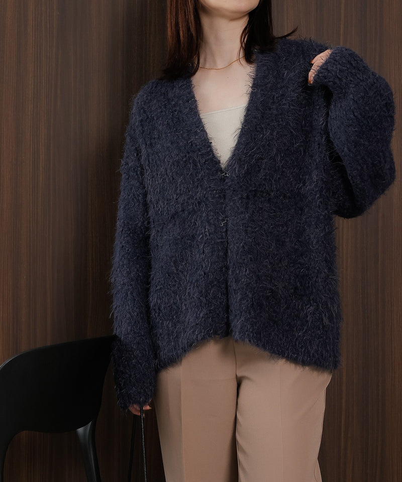 【ゆるっと抜け感で女性らしさが漂う】タッセルボールシャギーカーディガン