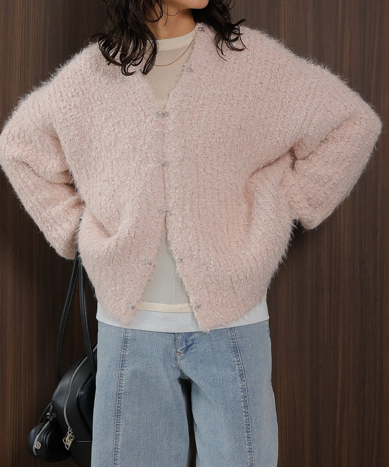 【ゆるっと抜け感で女性らしさが漂う】タッセルボールシャギーカーディガン