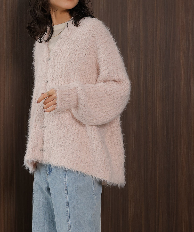 【ゆるっと抜け感で女性らしさが漂う】タッセルボールシャギーカーディガン