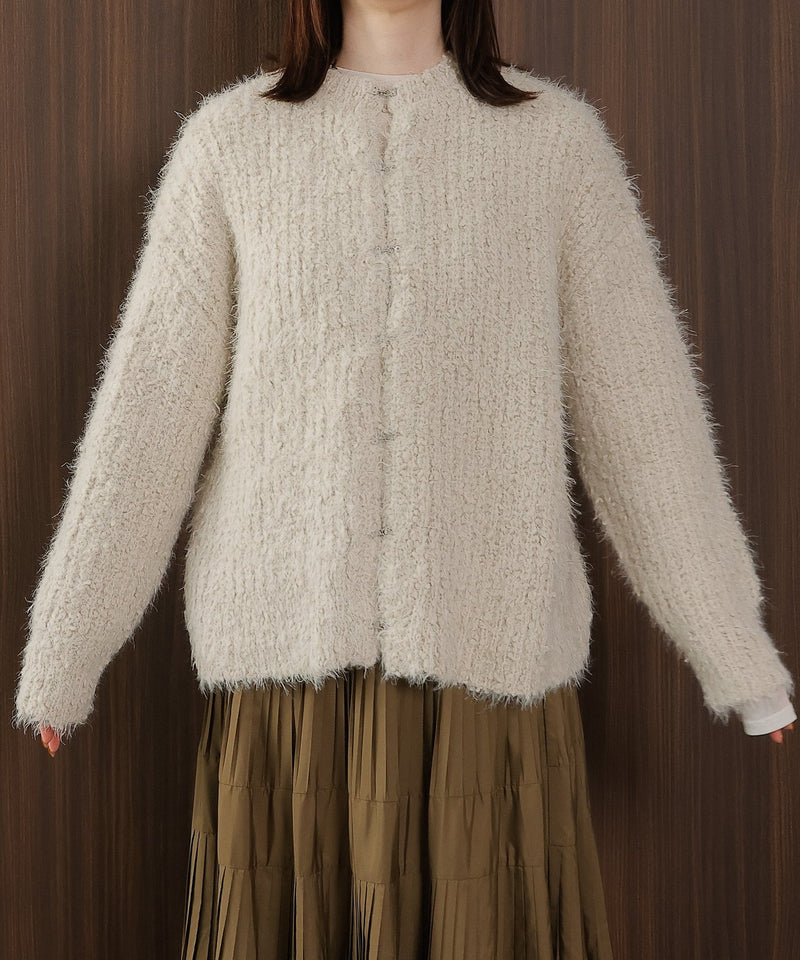 【ゆるっと抜け感で女性らしさが漂う】タッセルボールシャギーカーディガン