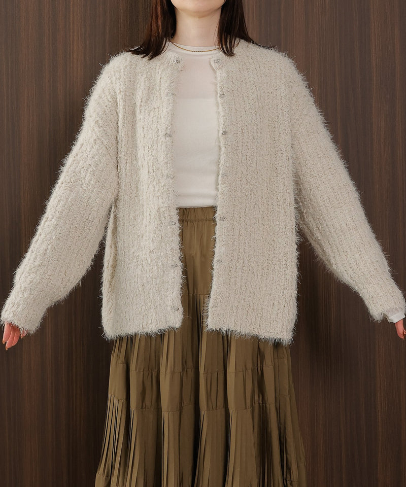 【ゆるっと抜け感で女性らしさが漂う】タッセルボールシャギーカーディガン