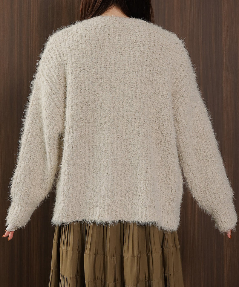 【ゆるっと抜け感で女性らしさが漂う】タッセルボールシャギーカーディガン