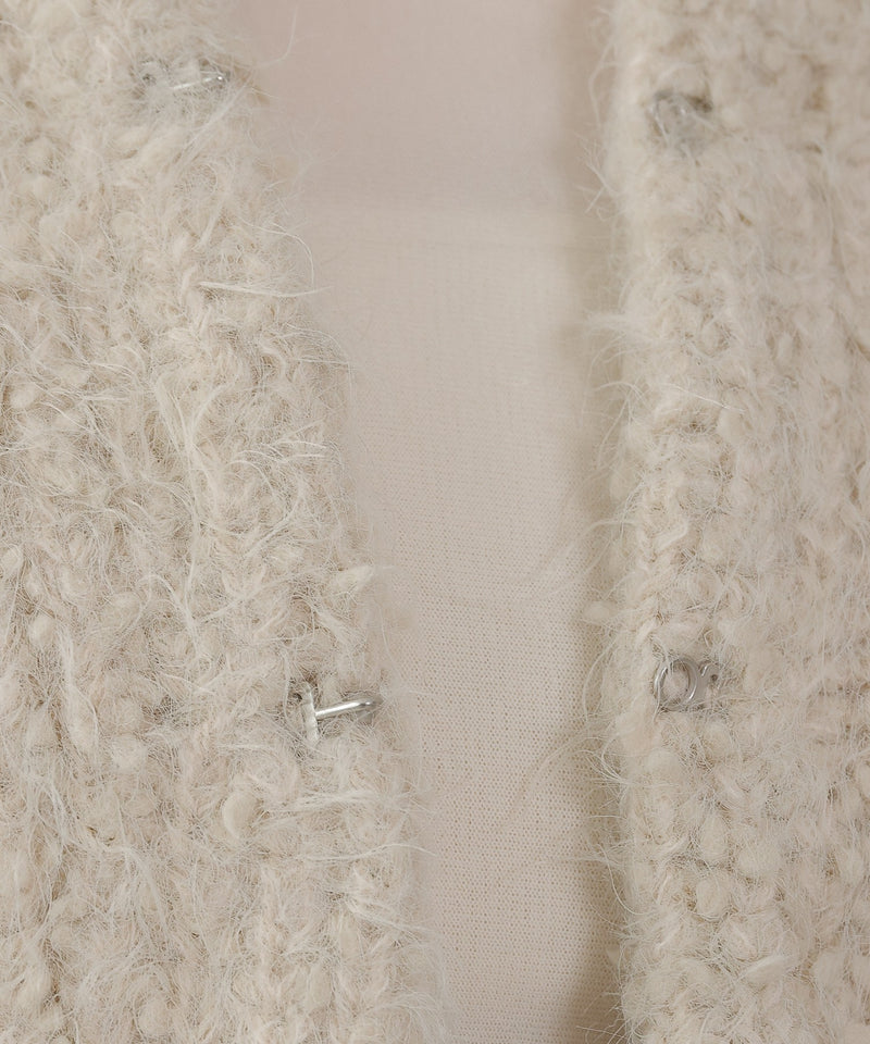 【ゆるっと抜け感で女性らしさが漂う】タッセルボールシャギーカーディガン