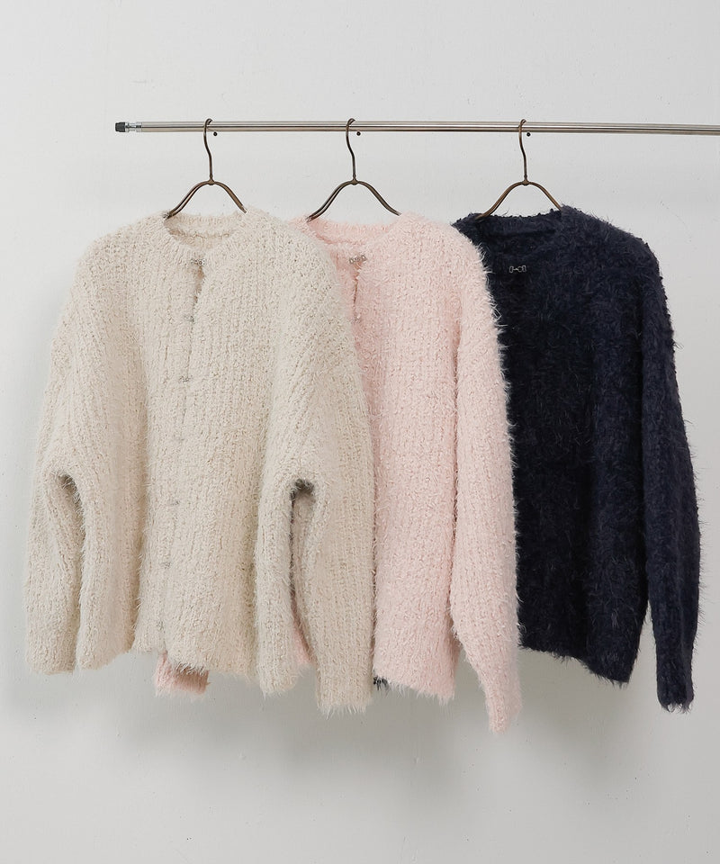 【ゆるっと抜け感で女性らしさが漂う】タッセルボールシャギーカーディガン