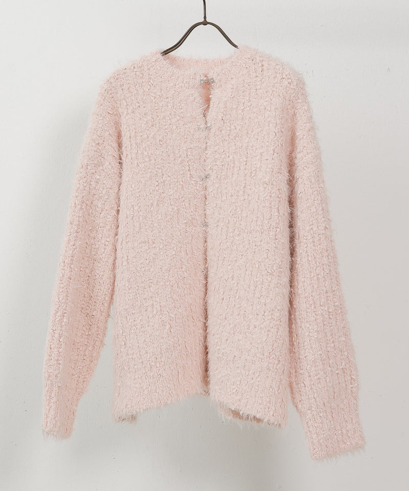 【ゆるっと抜け感で女性らしさが漂う】タッセルボールシャギーカーディガン