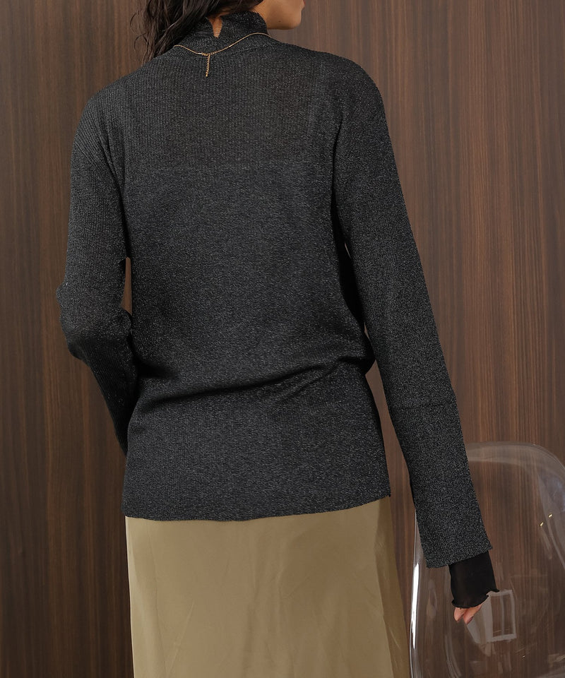 【さりげないラメでぐっと垢抜け】袖レイヤード ラメ リブ タートル ニット プルオーバー