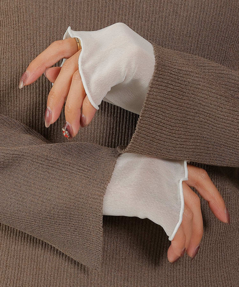 【さりげないラメでぐっと垢抜け】袖レイヤード ラメ リブ タートル ニット プルオーバー