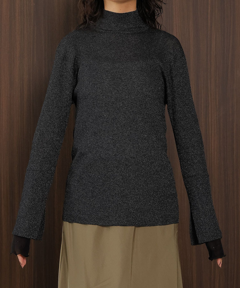 【さりげないラメでぐっと垢抜け】袖レイヤード ラメ リブ タートル ニット プルオーバー