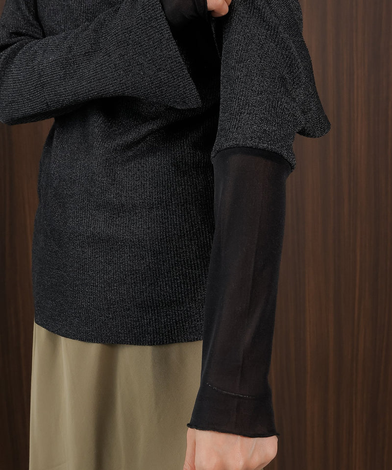 【さりげないラメでぐっと垢抜け】袖レイヤード ラメ リブ タートル ニット プルオーバー