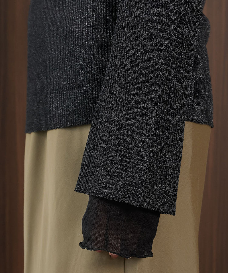 【さりげないラメでぐっと垢抜け】袖レイヤード ラメ リブ タートル ニット プルオーバー