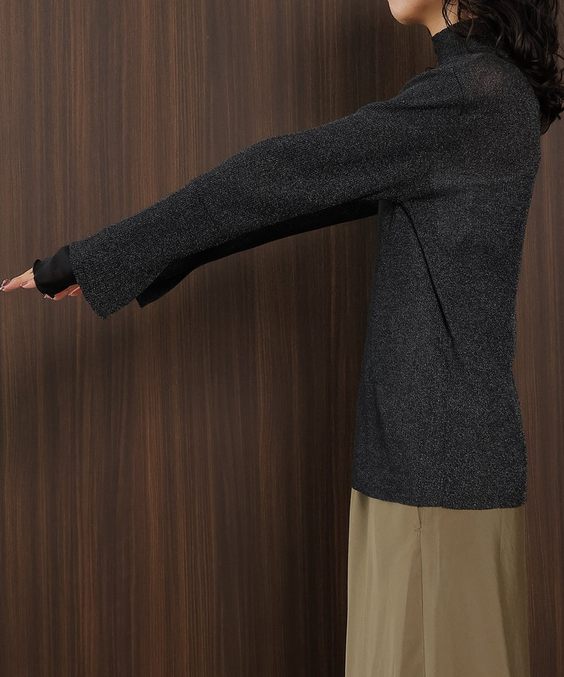 【さりげないラメでぐっと垢抜け】袖レイヤード ラメ リブ タートル ニット プルオーバー