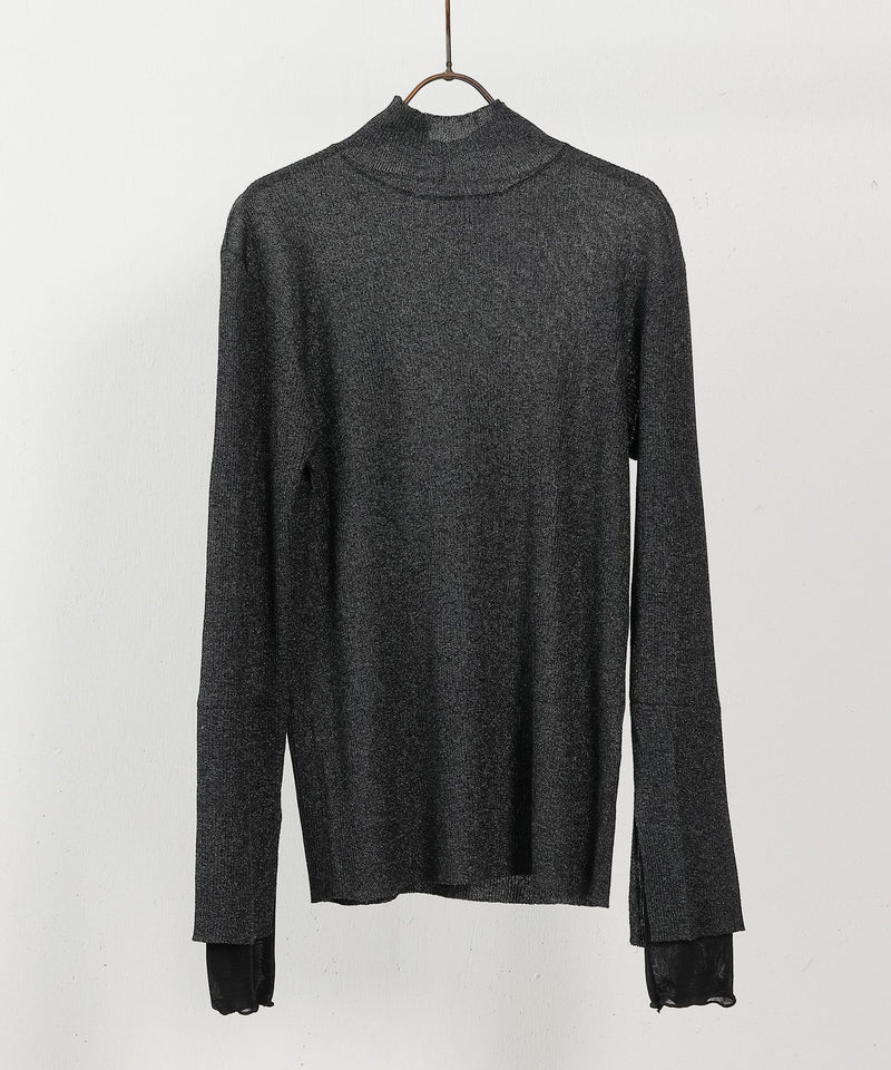 【さりげないラメでぐっと垢抜け】袖レイヤード ラメ リブ タートル ニット プルオーバー