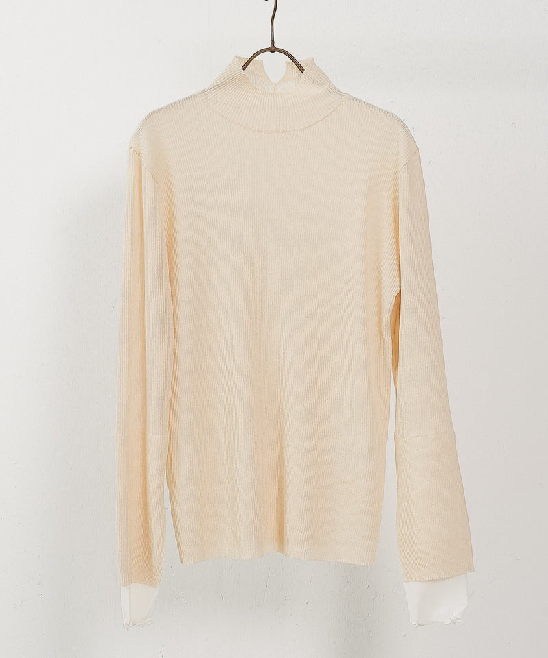 【さりげないラメでぐっと垢抜け】袖レイヤード ラメ リブ タートル ニット プルオーバー
