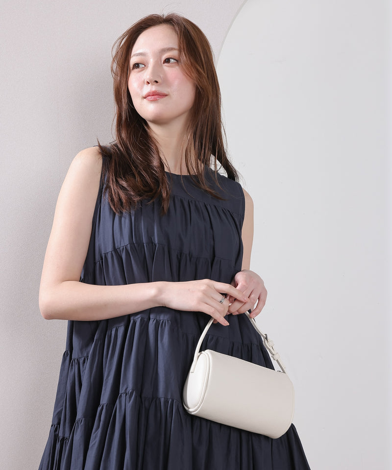 【春夏に使える万能アイテム！】 ティアード ノースリーブ ボリューム チュニック ワンピース ミニ丈 春服 夏服