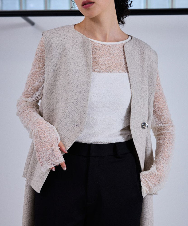 【Mewl/ミュール】レースロングスリーブTOPS