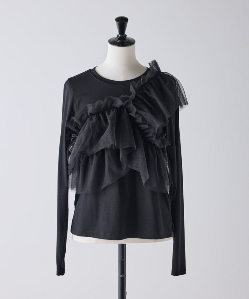 【Mewl/ミュール】マルチWAYチュールフリルTOPS