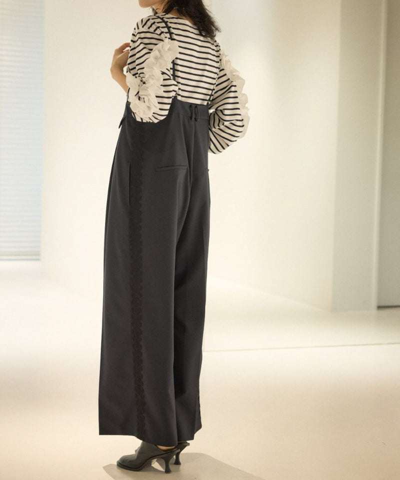 【Mewl/ミュール】ボーダーフリルスリーブTOPS