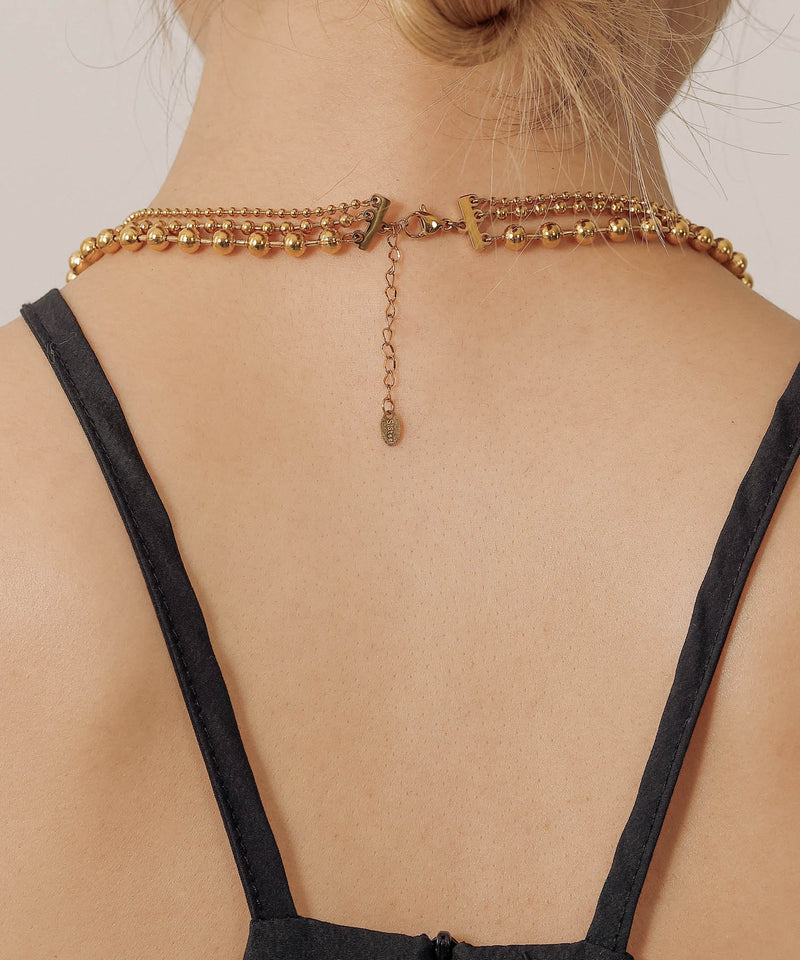 金属アレルギー対応 三連ボールチェーンネックレス サージカルステンレス