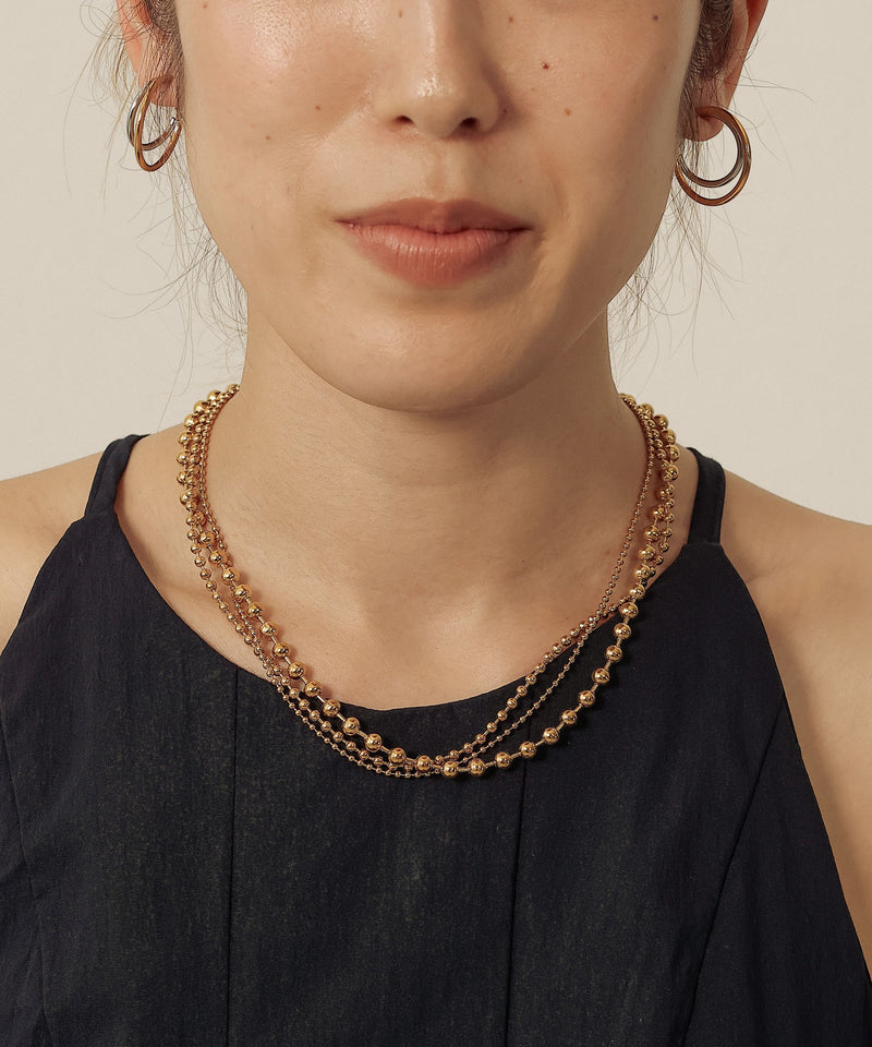 金属アレルギー対応 三連ボールチェーンネックレス サージカルステンレス