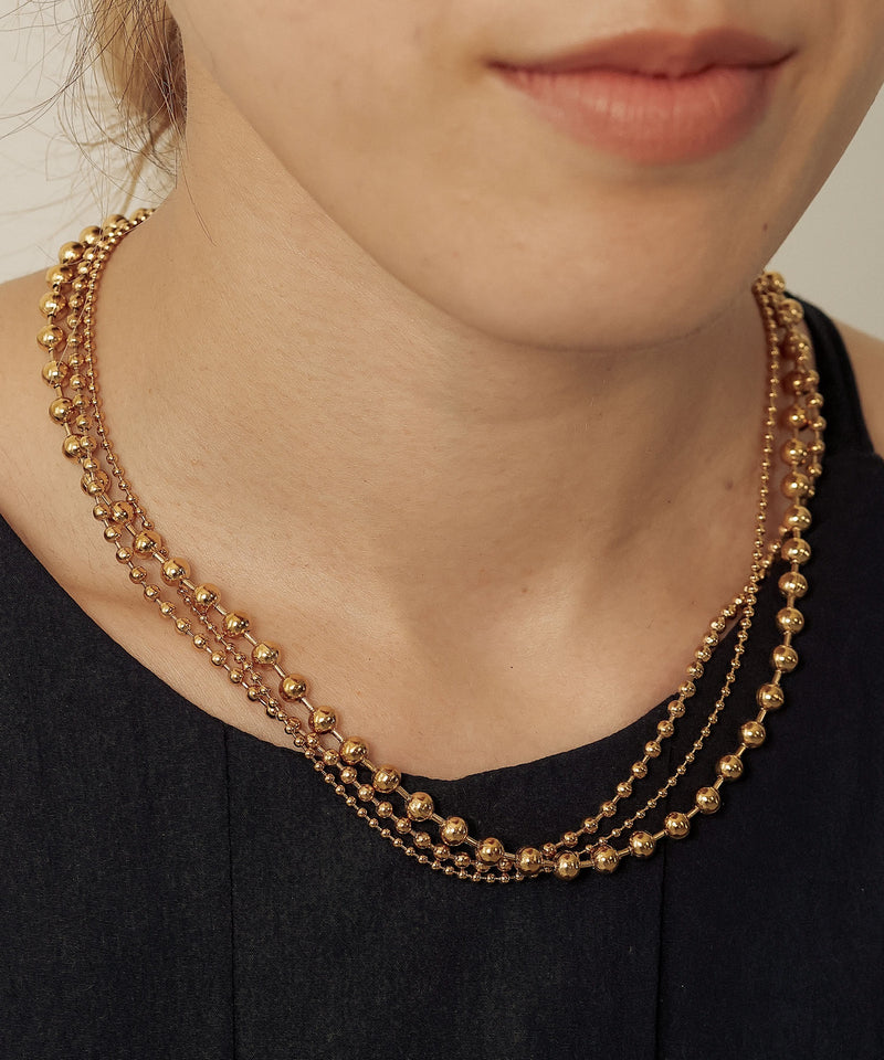 金属アレルギー対応 三連ボールチェーンネックレス サージカルステンレス