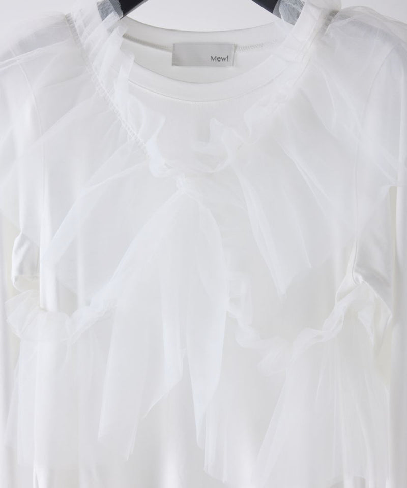 【Mewl/ミュール】マルチWAYチュールフリルTOPS