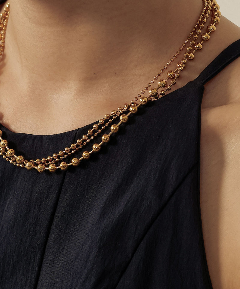 金属アレルギー対応 三連ボールチェーンネックレス サージカルステンレス