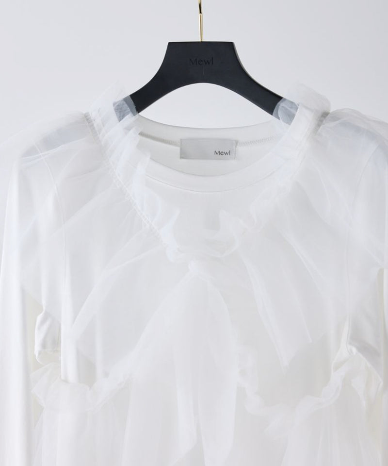 【Mewl/ミュール】マルチWAYチュールフリルTOPS
