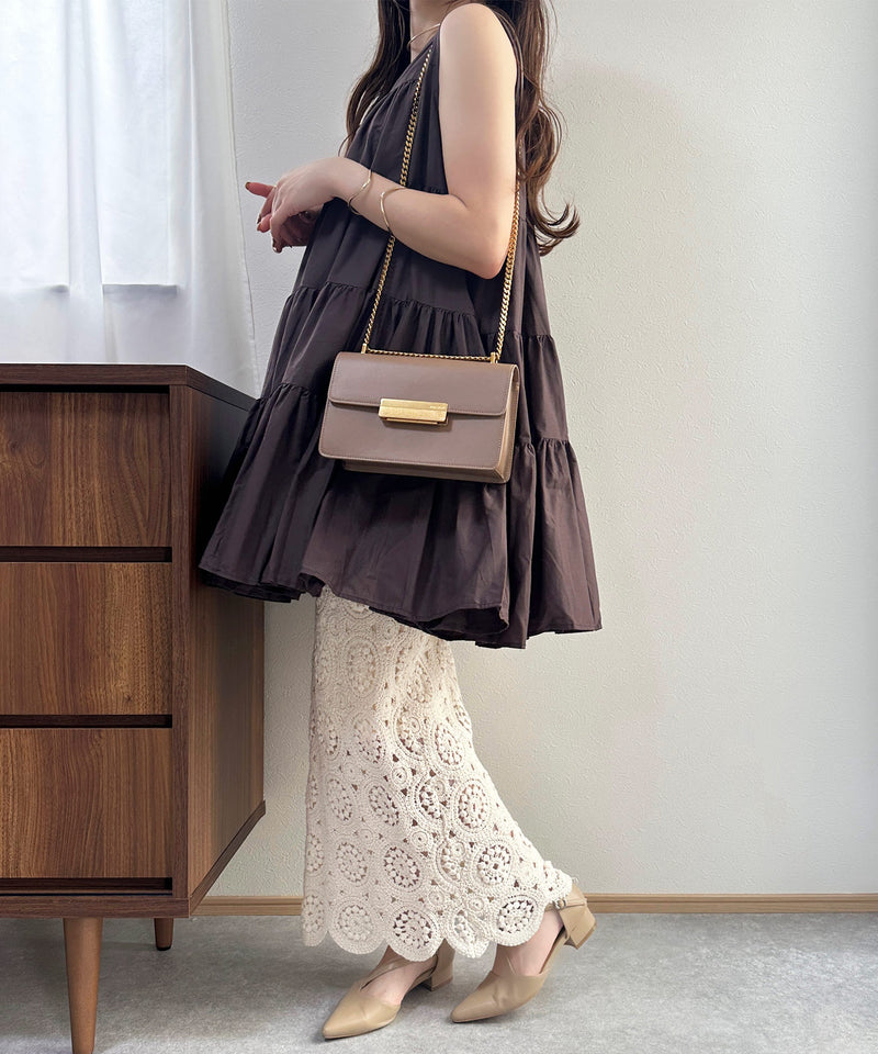 【春夏に使える万能アイテム！】 ティアード ノースリーブ ボリューム チュニック ワンピース ミニ丈 春服 夏服