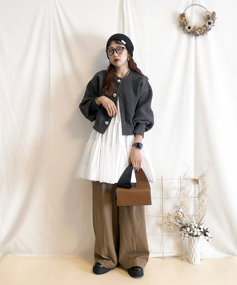 【春夏に使える万能アイテム！】 ティアード ノースリーブ ボリューム チュニック ワンピース ミニ丈 春服 夏服