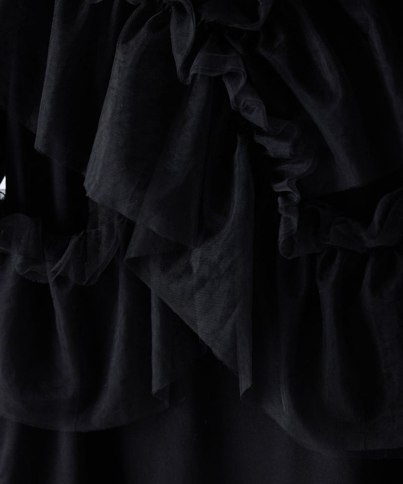 【Mewl/ミュール】マルチWAYチュールフリルTOPS