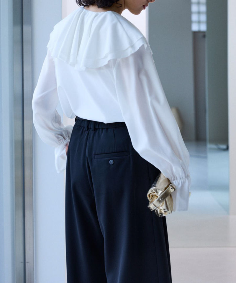 【Mewl/ミュール】ラッフルブラウス