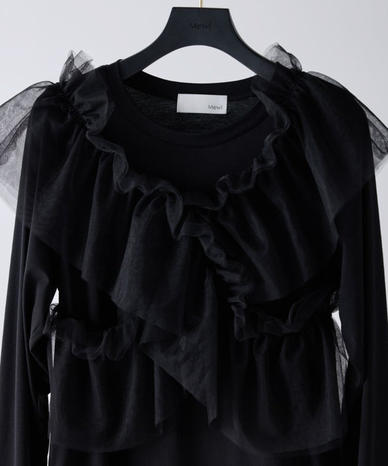 【Mewl/ミュール】マルチWAYチュールフリルTOPS