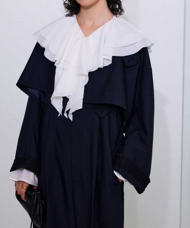 【Mewl/ミュール】ラッフルブラウス