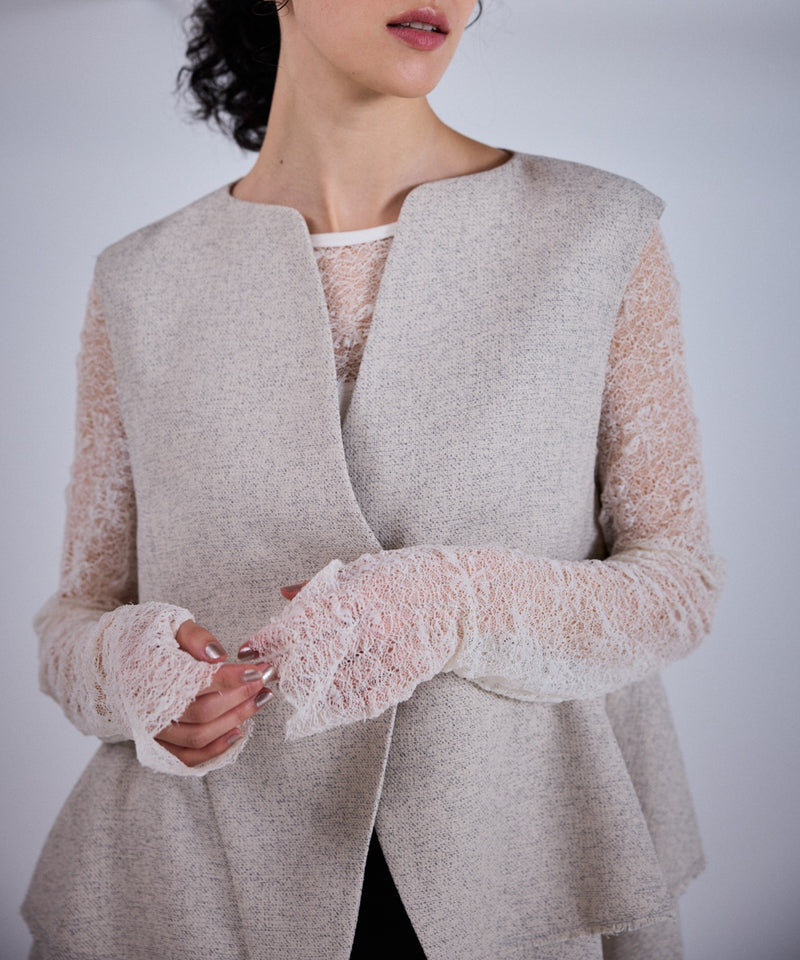 【Mewl/ミュール】レースロングスリーブTOPS