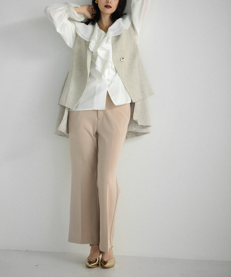 【Mewl/ミュール】ラッフルブラウス