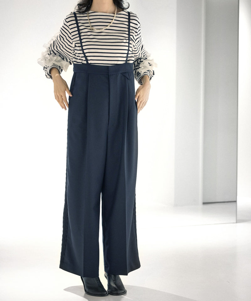 【Mewl/ミュール】ボーダーフリルスリーブTOPS