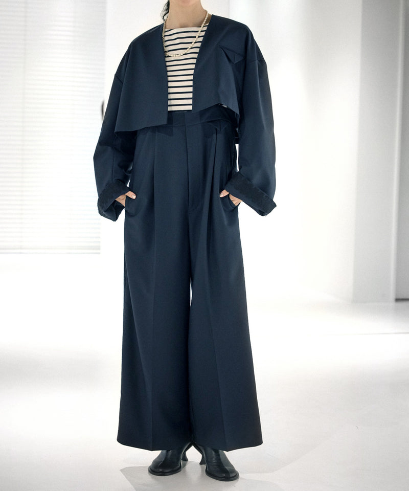 【Mewl/ミュール】ボーダーフリルスリーブTOPS