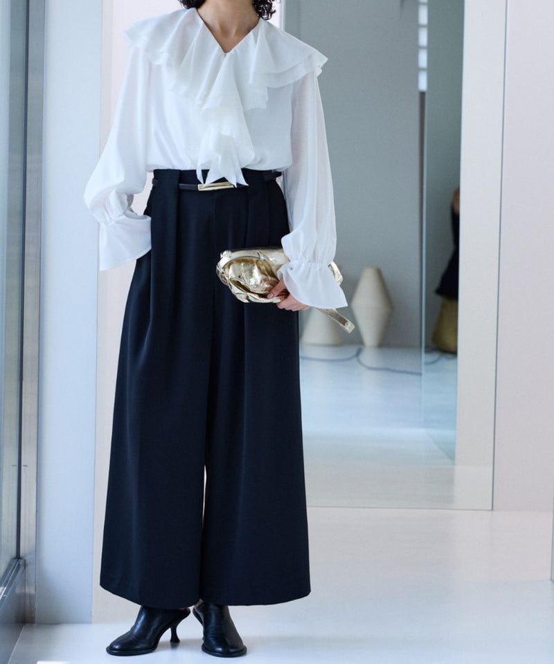 【Mewl/ミュール】ラッフルブラウス