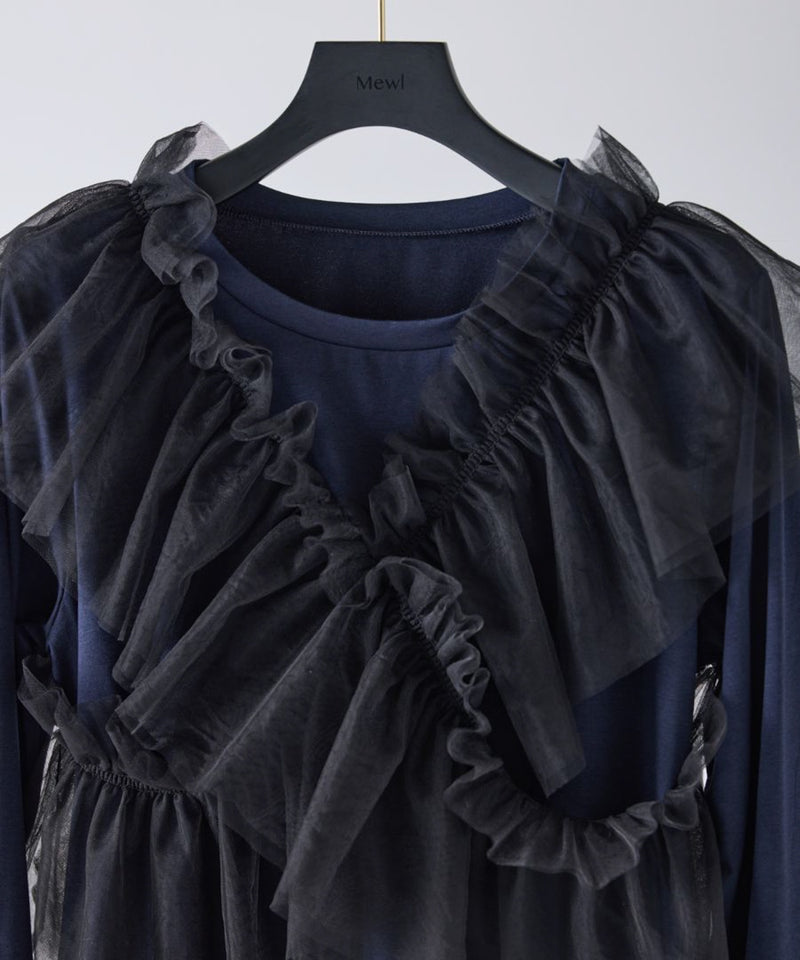 【Mewl/ミュール】マルチWAYチュールフリルTOPS