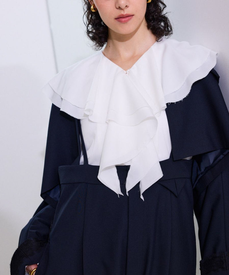【Mewl/ミュール】ラッフルブラウス