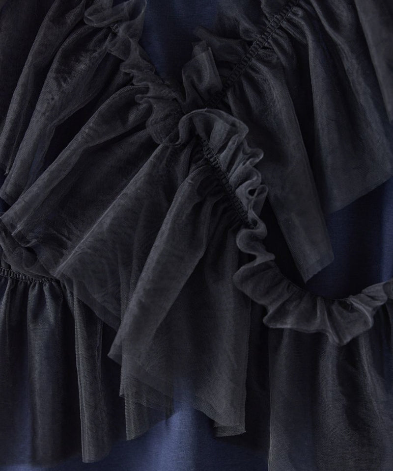 【Mewl/ミュール】マルチWAYチュールフリルTOPS