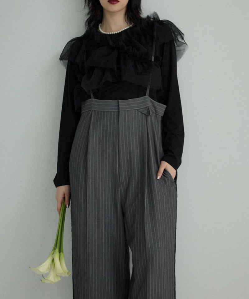 【Mewl/ミュール】マルチWAYチュールフリルTOPS