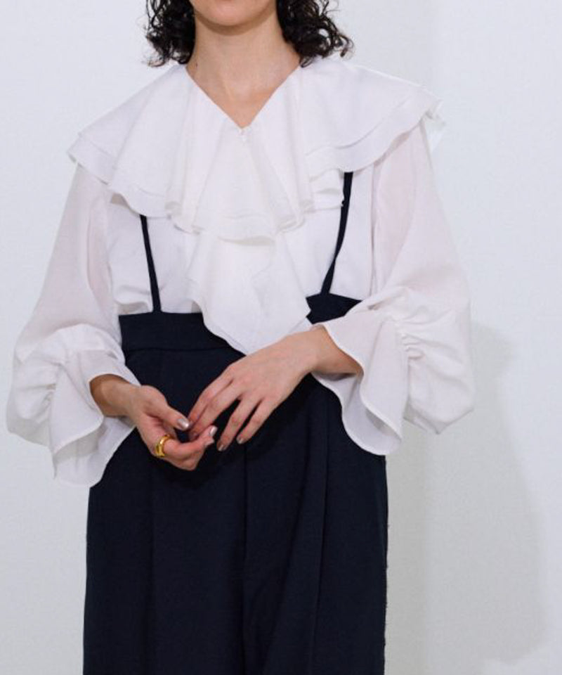 【Mewl/ミュール】ラッフルブラウス