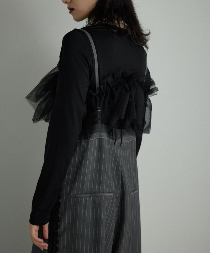 【Mewl/ミュール】マルチWAYチュールフリルTOPS