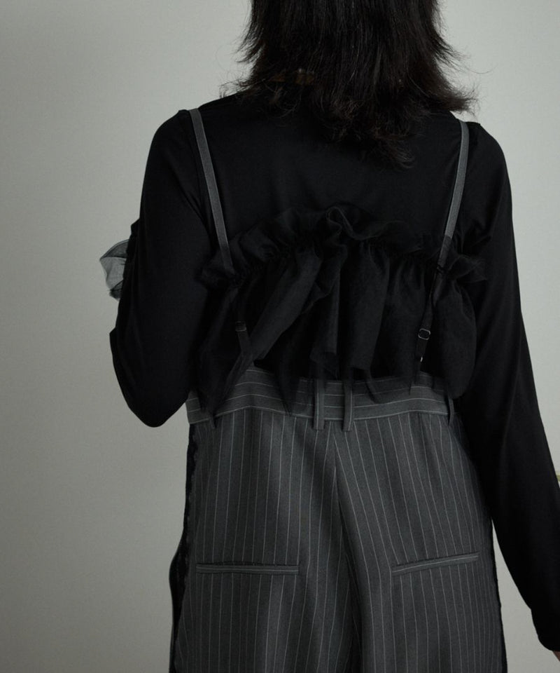 【Mewl/ミュール】マルチWAYチュールフリルTOPS