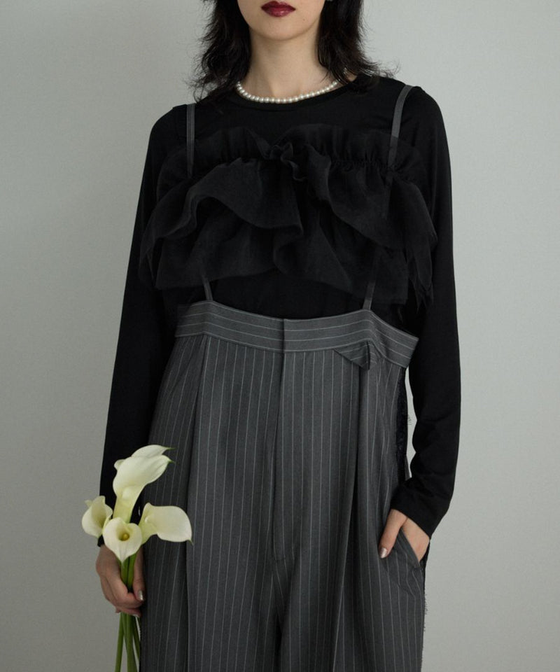 【Mewl/ミュール】マルチWAYチュールフリルTOPS