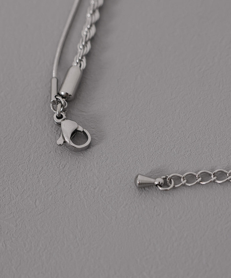 金属アレルギー対応 ロープチェーン×スネークチェーン 2連ネックレス サージカルステンレス