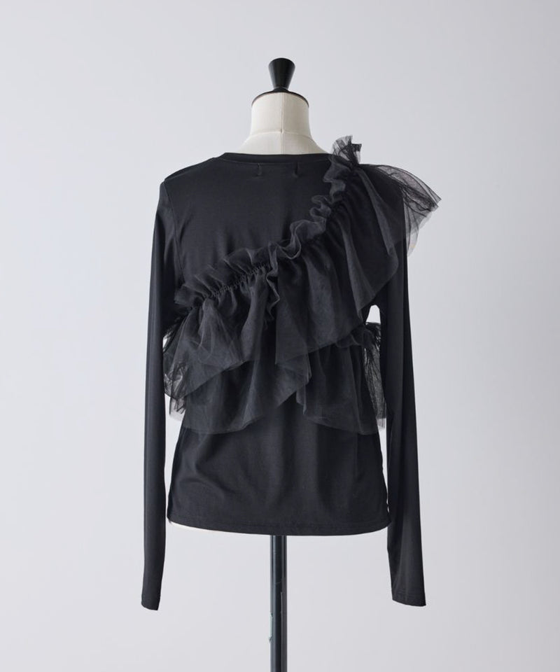 【Mewl/ミュール】マルチWAYチュールフリルTOPS